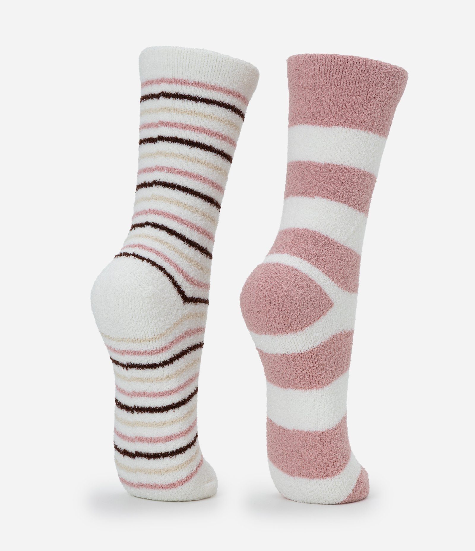 Kit 02 Meias Cano Alto em Chenille com Estampa de Listras Multicores 3