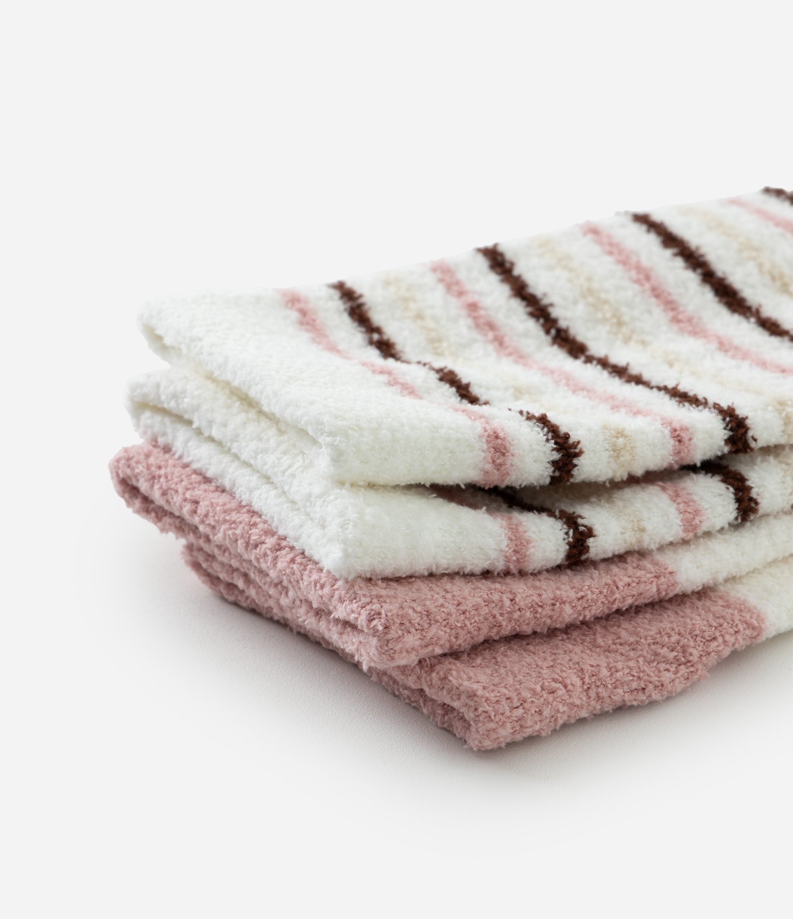 Kit 02 Meias Cano Alto em Chenille com Estampa de Listras Multicores 4