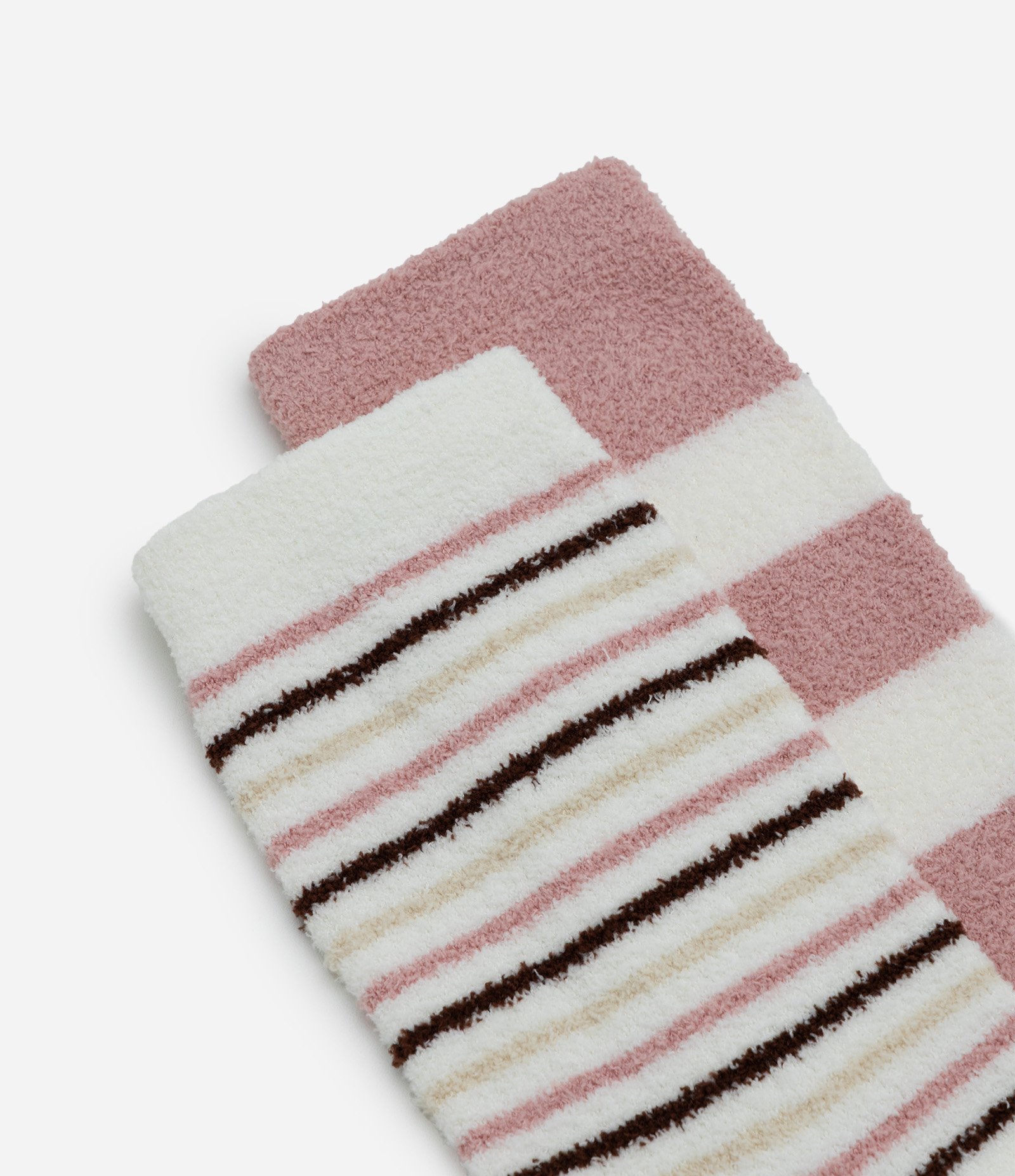 Kit 02 Meias Cano Alto em Chenille com Estampa de Listras Multicores 5