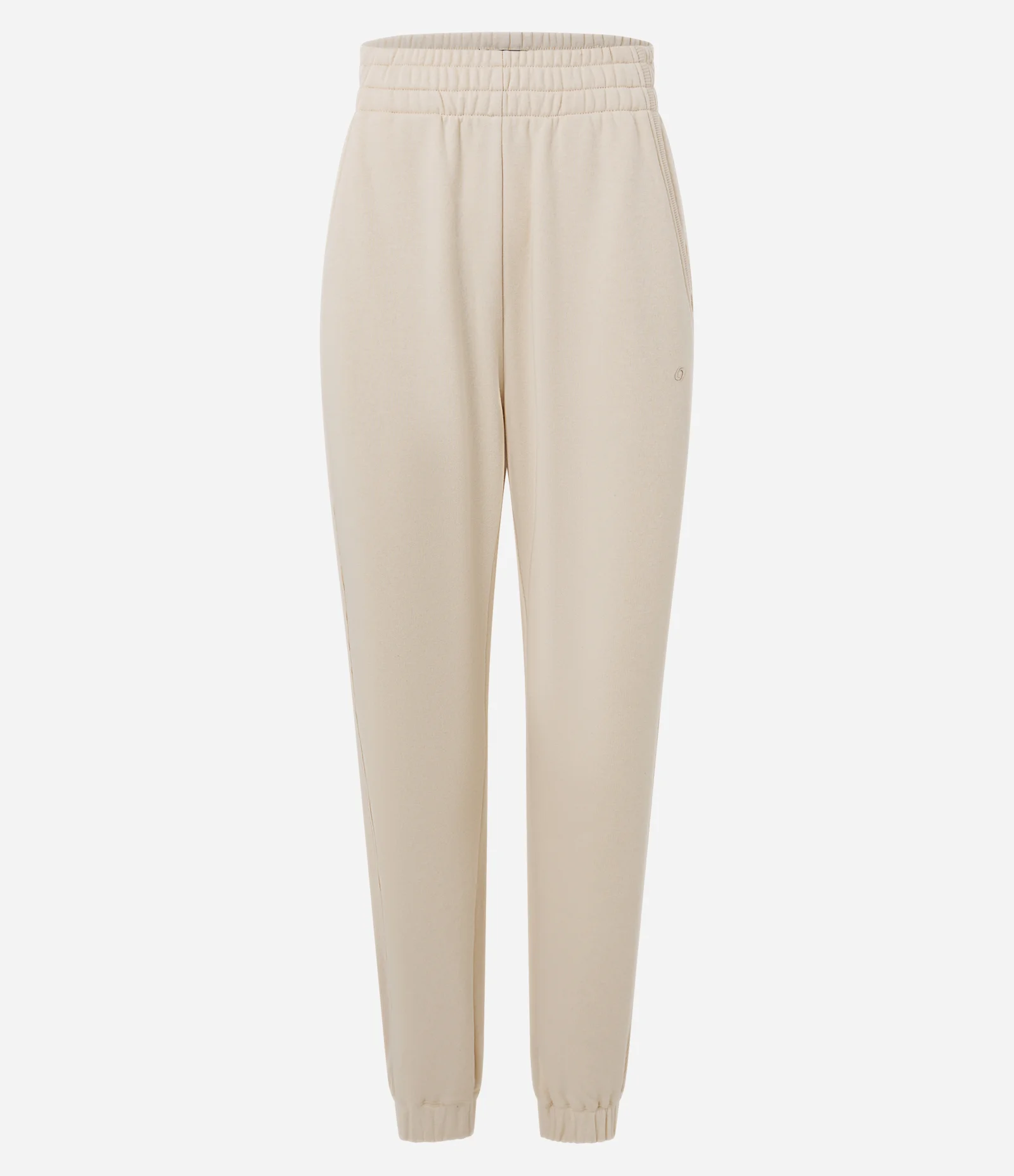Calça Jogger Esportiva em Moletom com Recortes Canelados Bege Claro 2