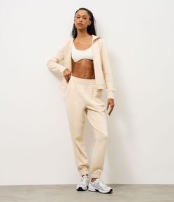 Calça Jogger Esportiva em Moletom com Recortes Canelados