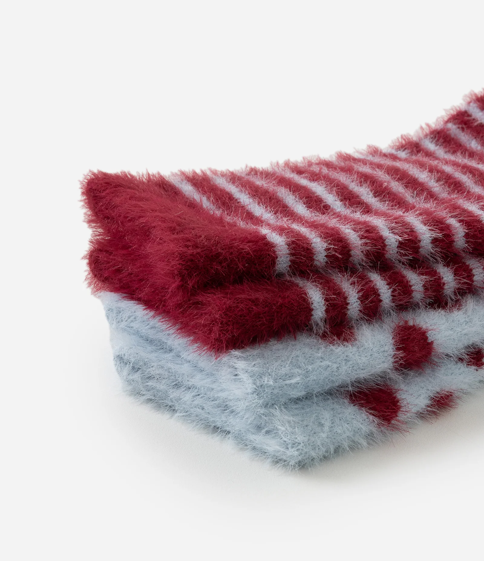 Kit 2 Meias Cano Alto com Pelo Artificial Poá e Listras Multicores 1