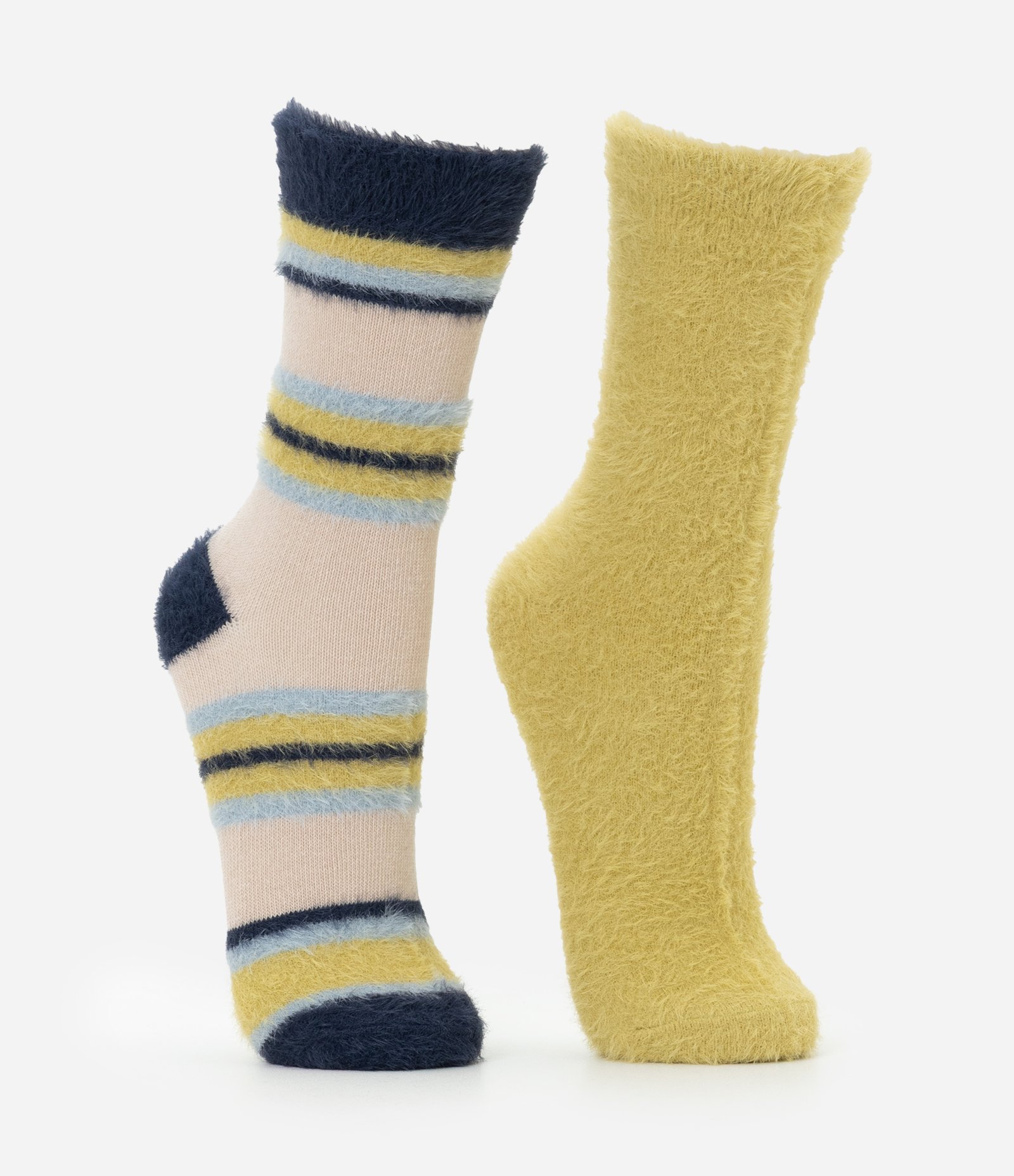 Kit 02 Meias Cano Alto com Textura de Pelinhos Multicores 2