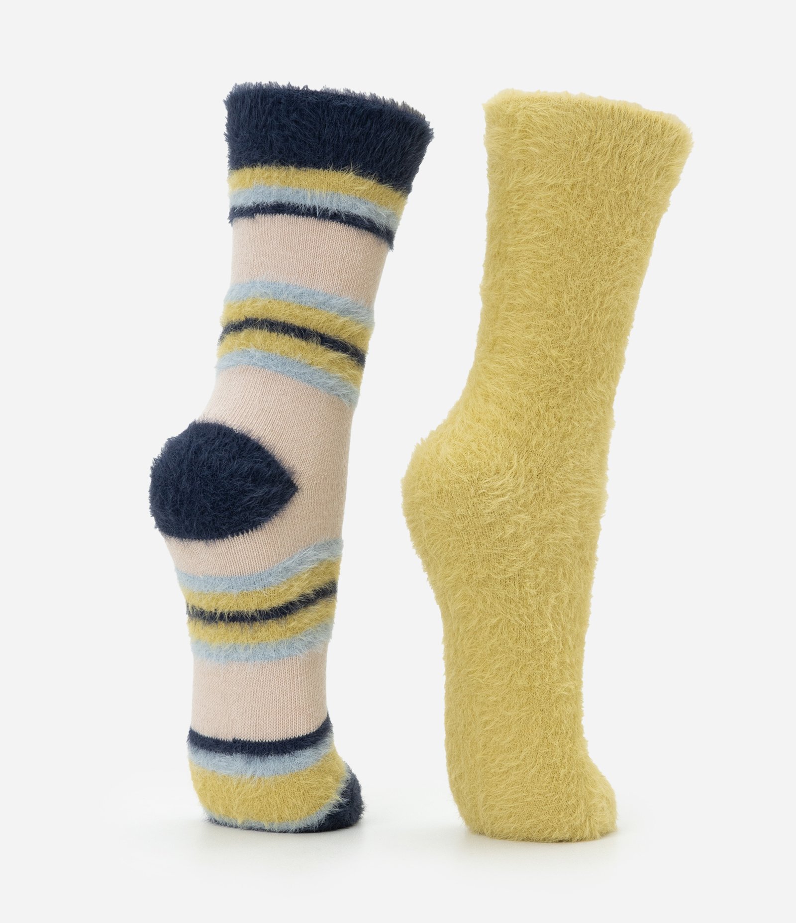 Kit 02 Meias Cano Alto com Textura de Pelinhos Multicores 3