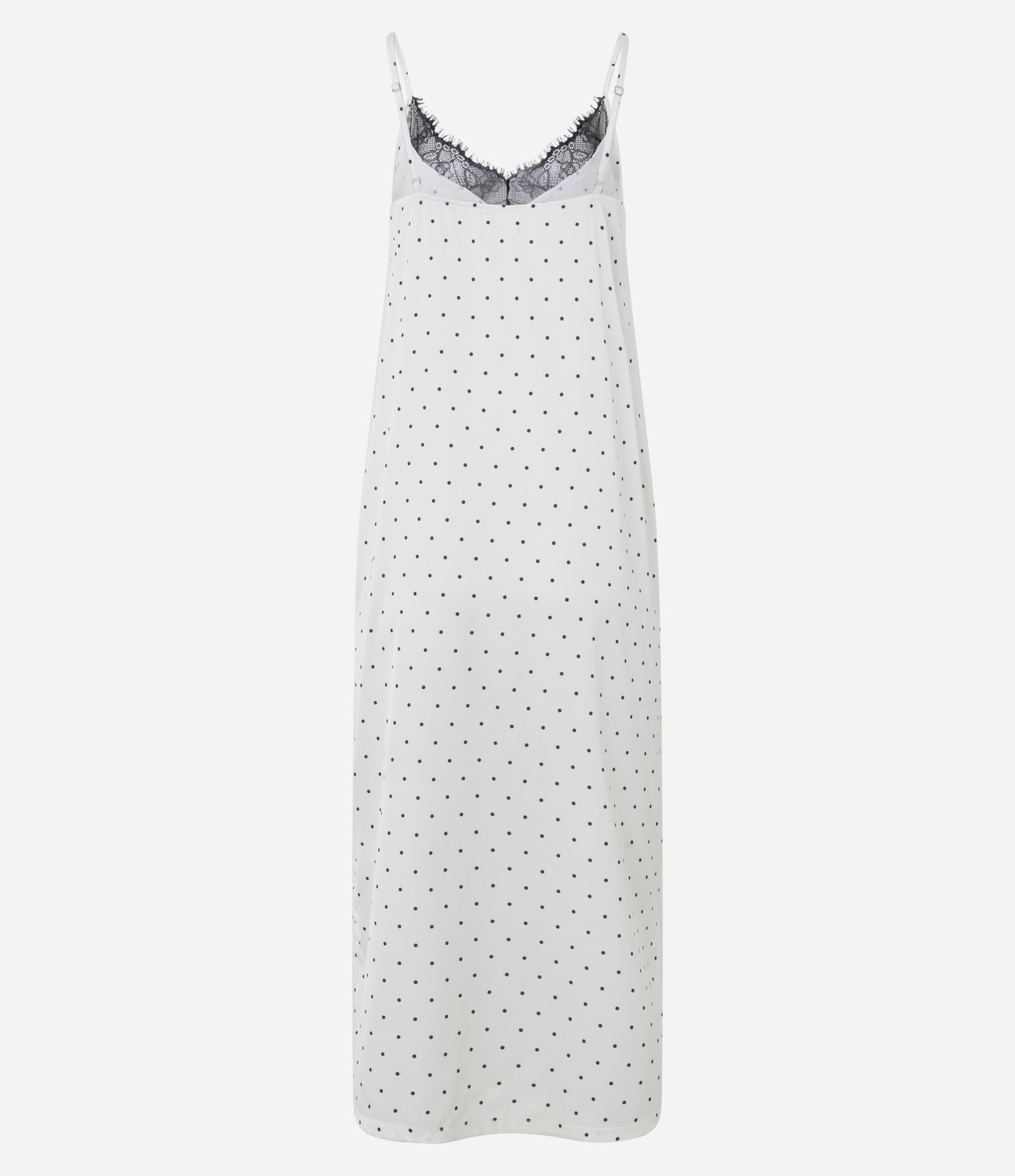 Camisola Longa de Cetim com Decote Rendado Branco 6