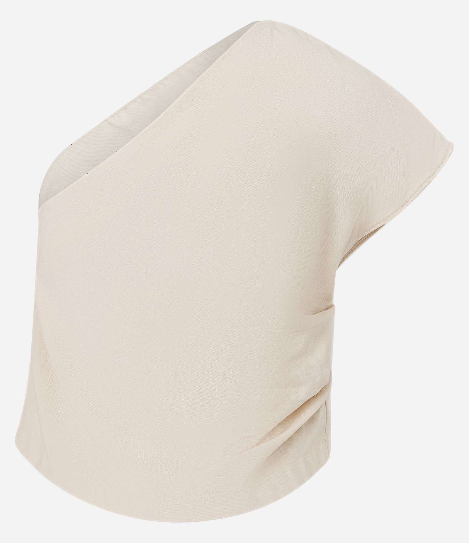Blusa Ombro Único com Acabamento em Twill Bege 6