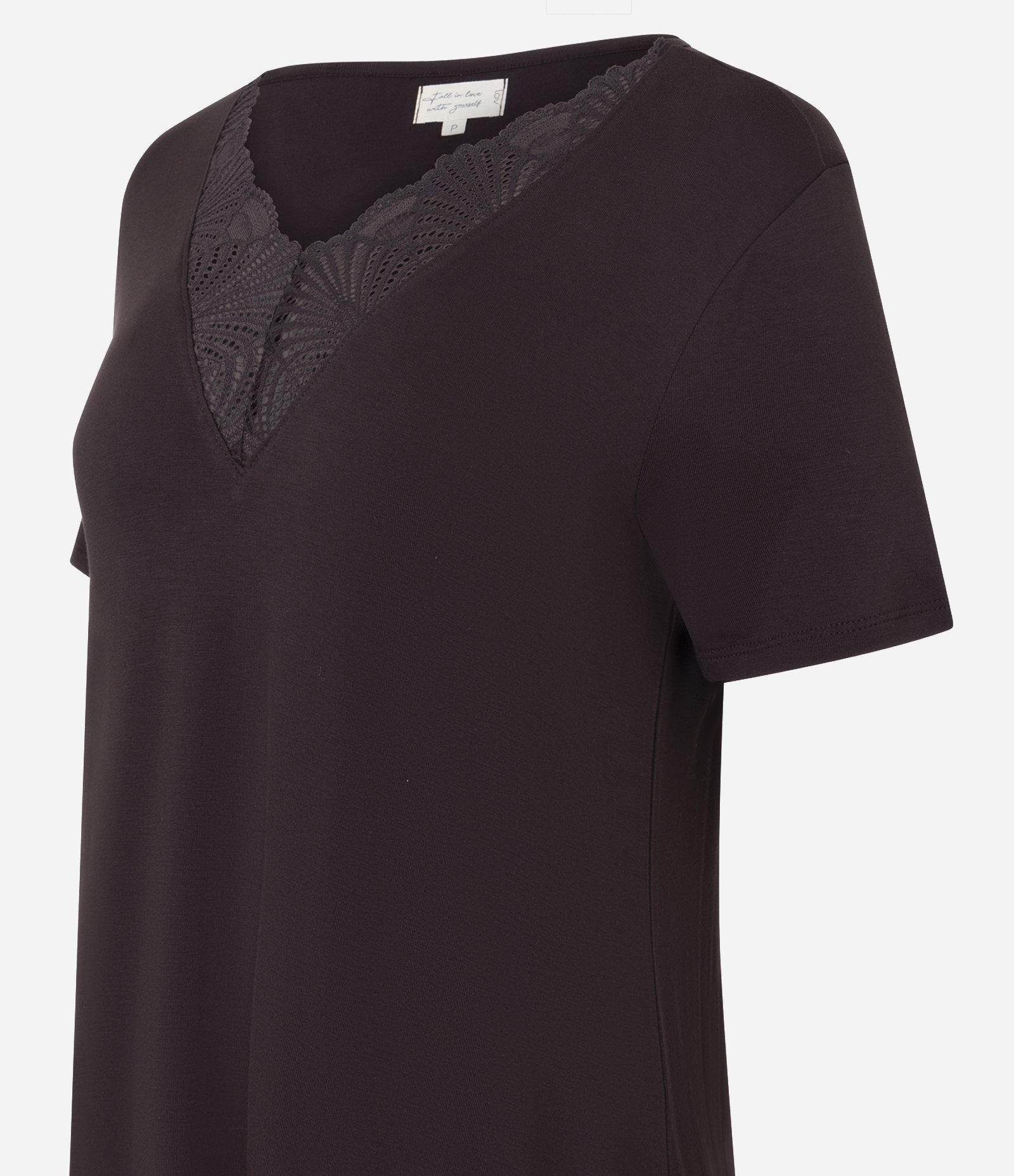 Pijama Curto com em Viscolycra com Renda Marrom Escuro 5