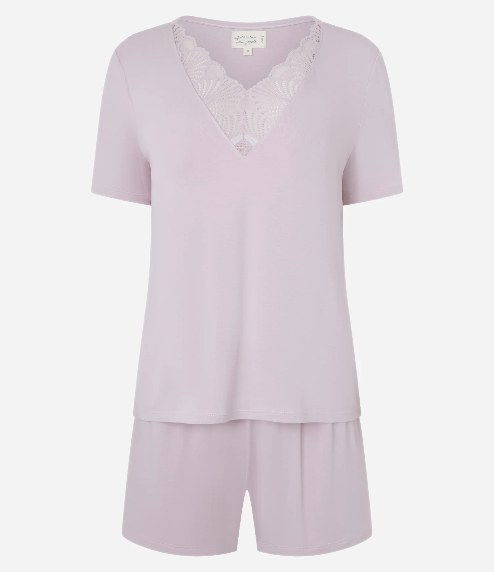 Pijama Curto com em Viscolycra com Renda Lilás Claro 1