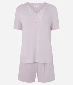 Pijama Curto com em Viscolycra com Renda