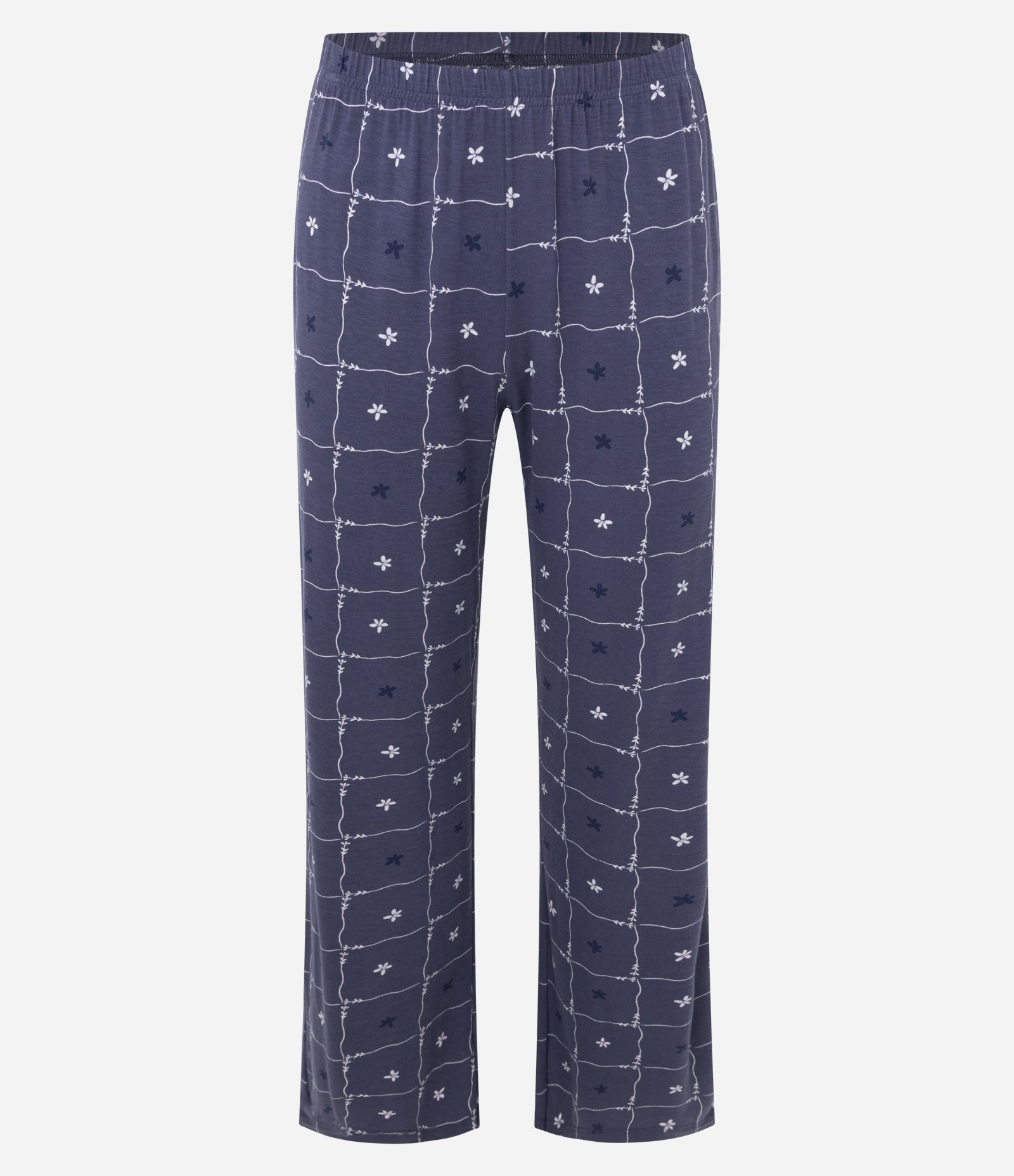 Pijama Longo Americano em Viscolycra com Estampa de Flores Cinza 2