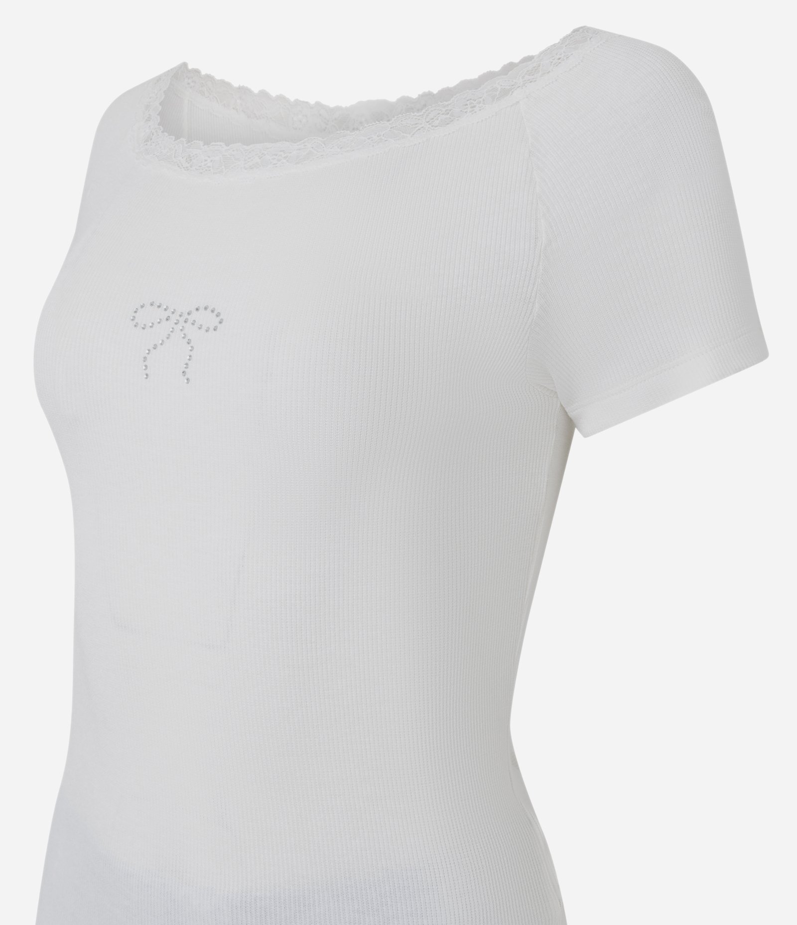 Pijama Manga Curta Ribana com Renda e Strass Azul 5