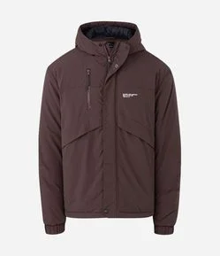 Jaqueta Masculina Parka Outdoor com Capuz e Recortes