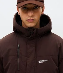 Jaqueta Masculina Parka Outdoor com Capuz e Recortes