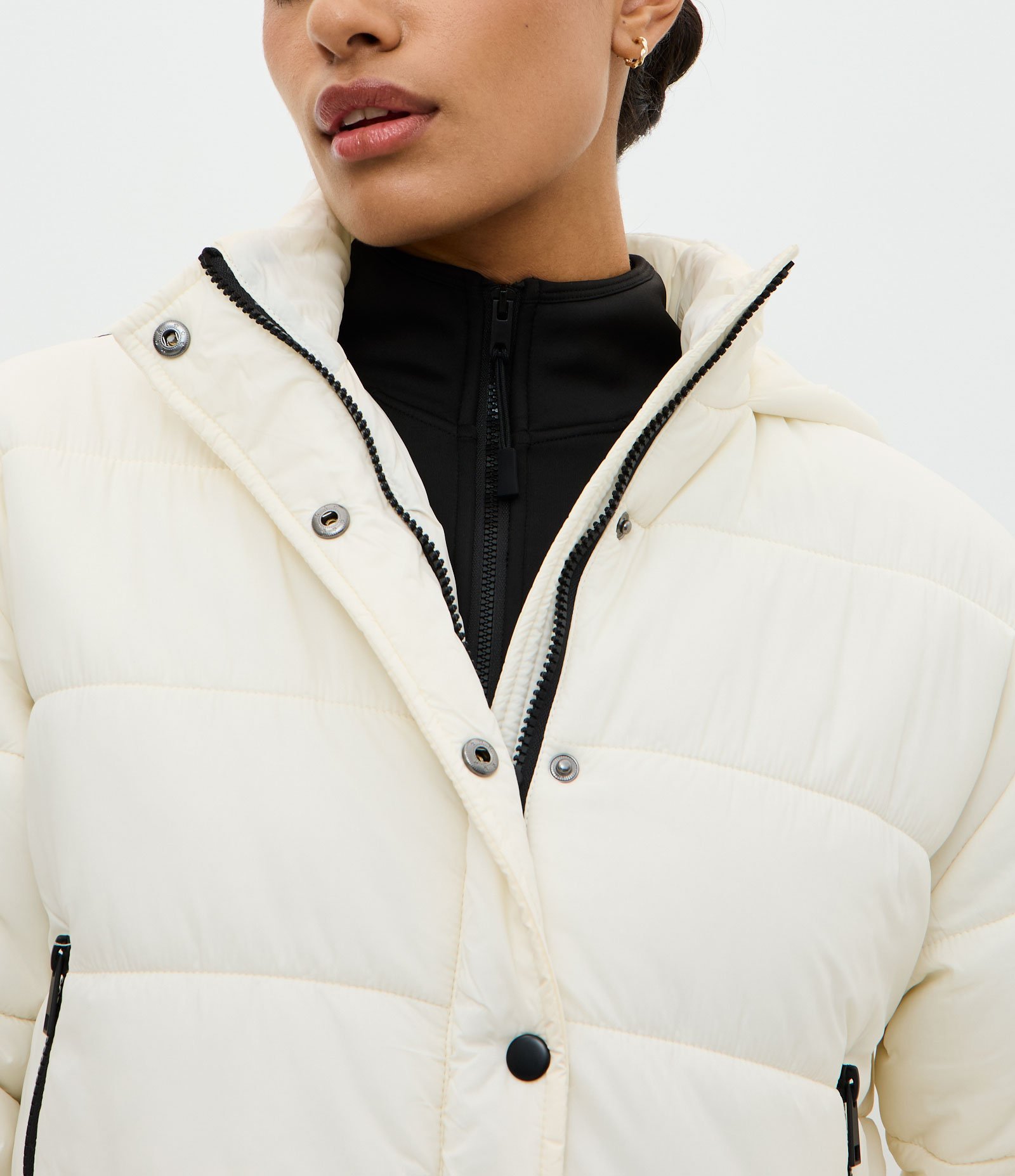 Jaqueta Puffer Esportiva em Poliamida com Vies Contrastante Off White 3
