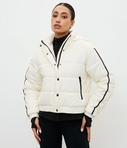 Jaqueta Puffer Esportiva em Poliamida com Vies Contrastante