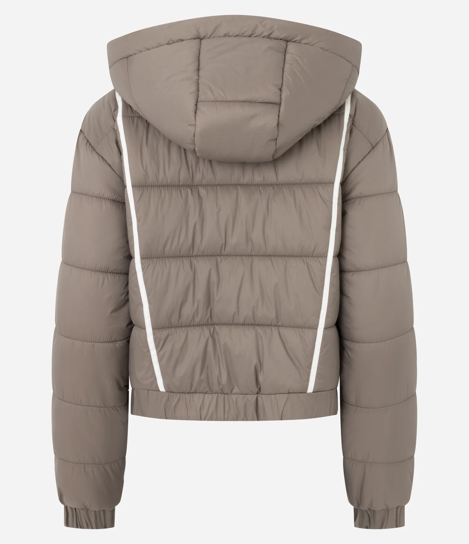 Jaqueta Puffer Esportiva em Poliamida com Vies Contrastante Marrom 6