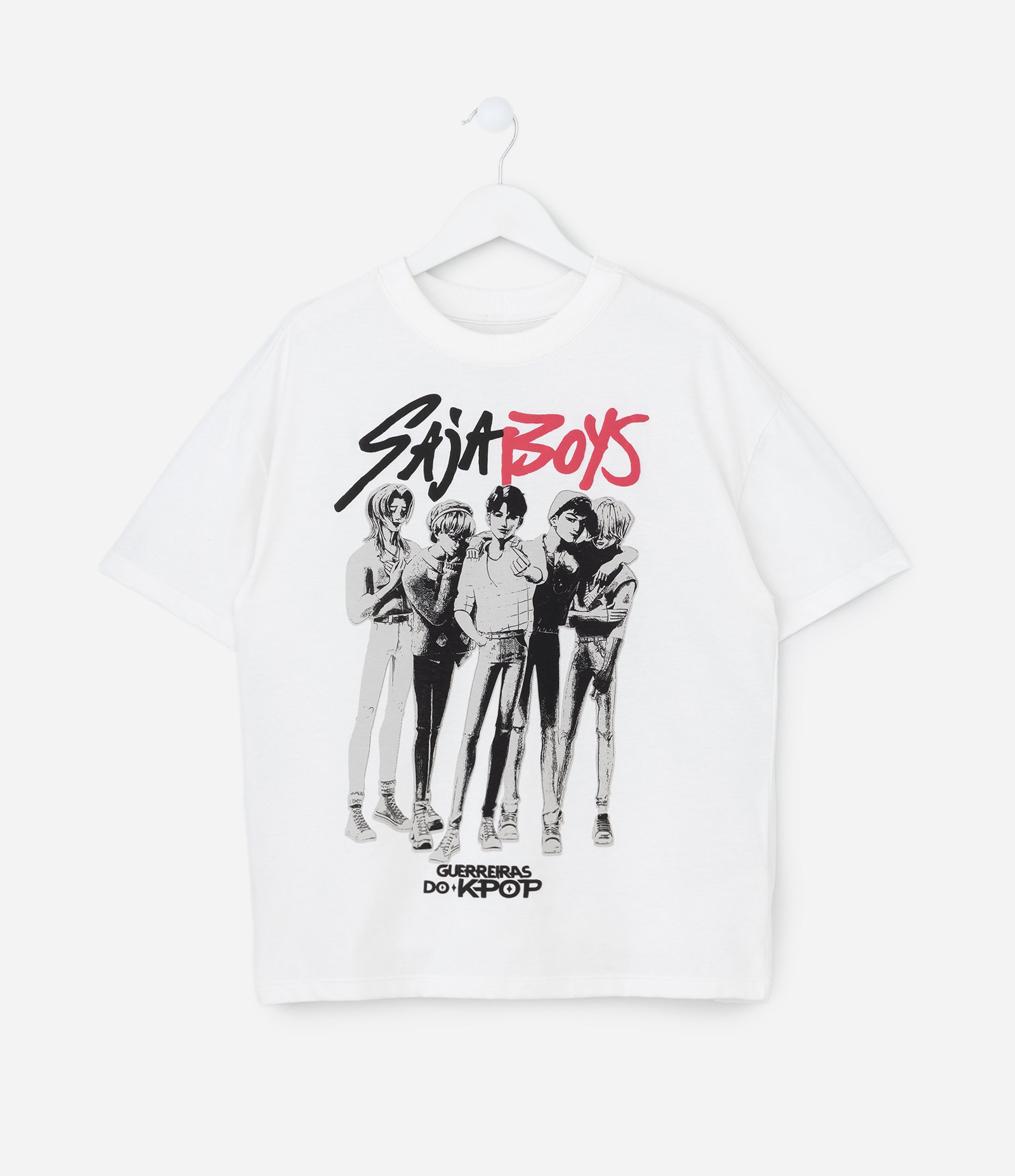 Camiseta Infantil com Estampa Saja Boys Guerreiras do K-Pop – Tam 5 A 16 Anos Branco 1