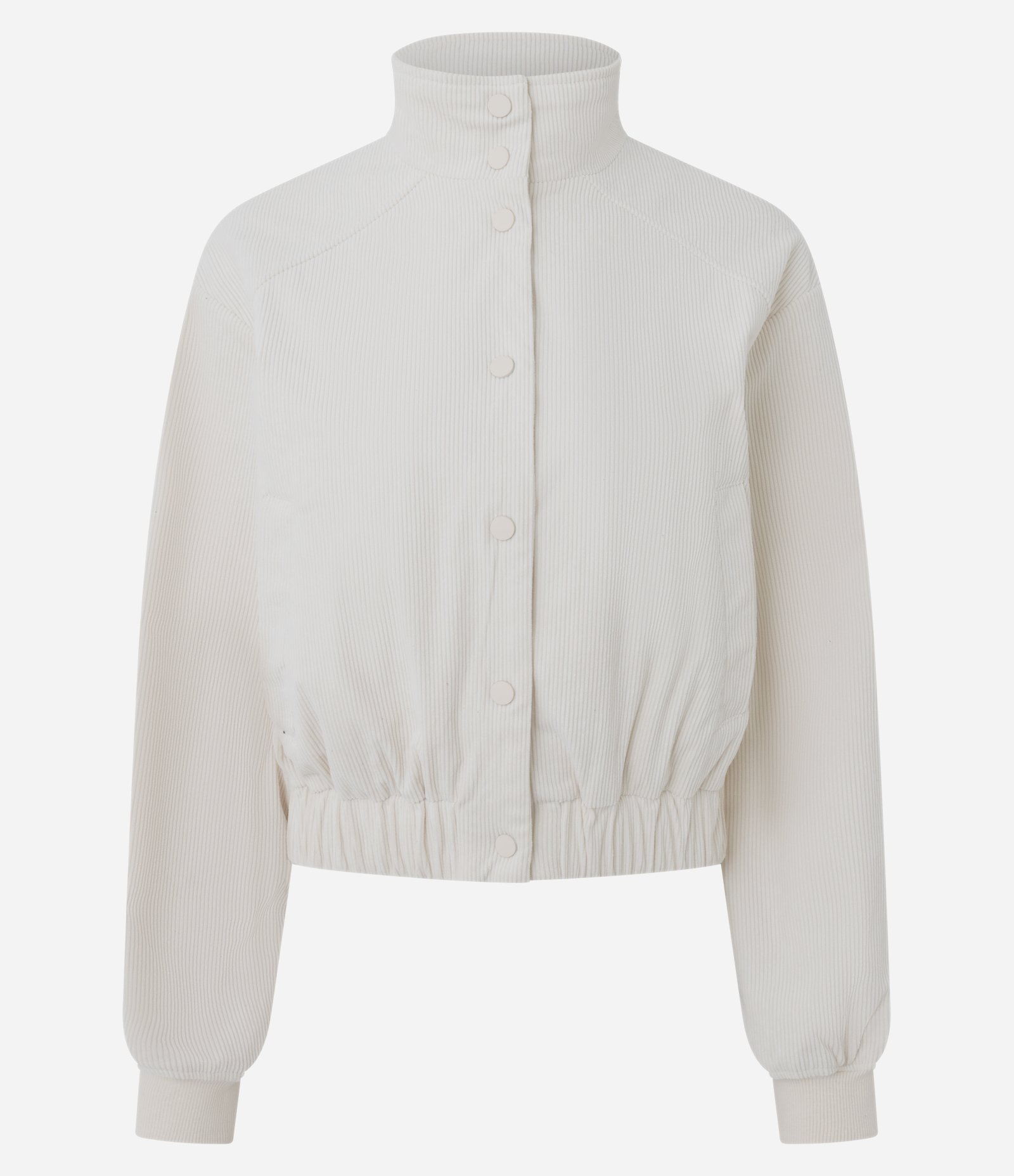 Jaqueta Bomber em Veludo Cotelê com Bolsos Branco 1