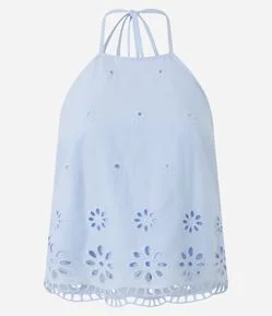 Blusa Curta Frente Única Estampa Floral Barra Detalhada