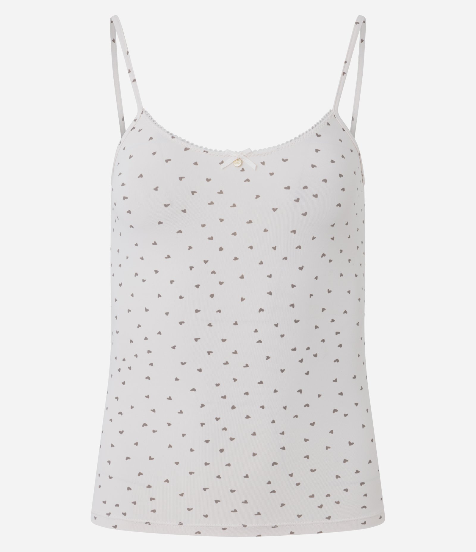 Blusa de Pijama Alcinha em Microfibra com Estampa  de Coração Off White 1