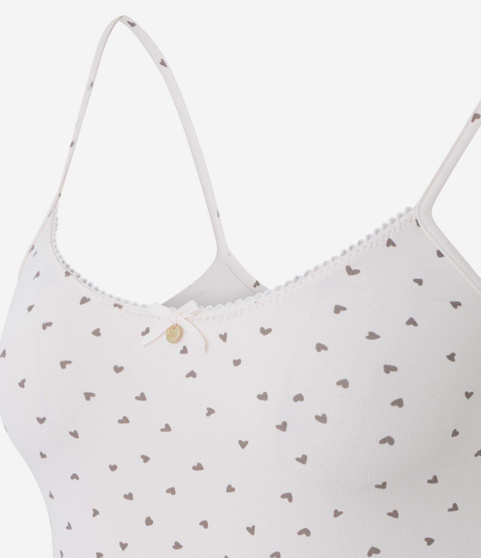 Blusa de Pijama Alcinha em Microfibra com Estampa  de Coração Off White 2