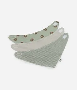 Kit 03 Babadores Infantil em Algodão com Estampa – Tam U