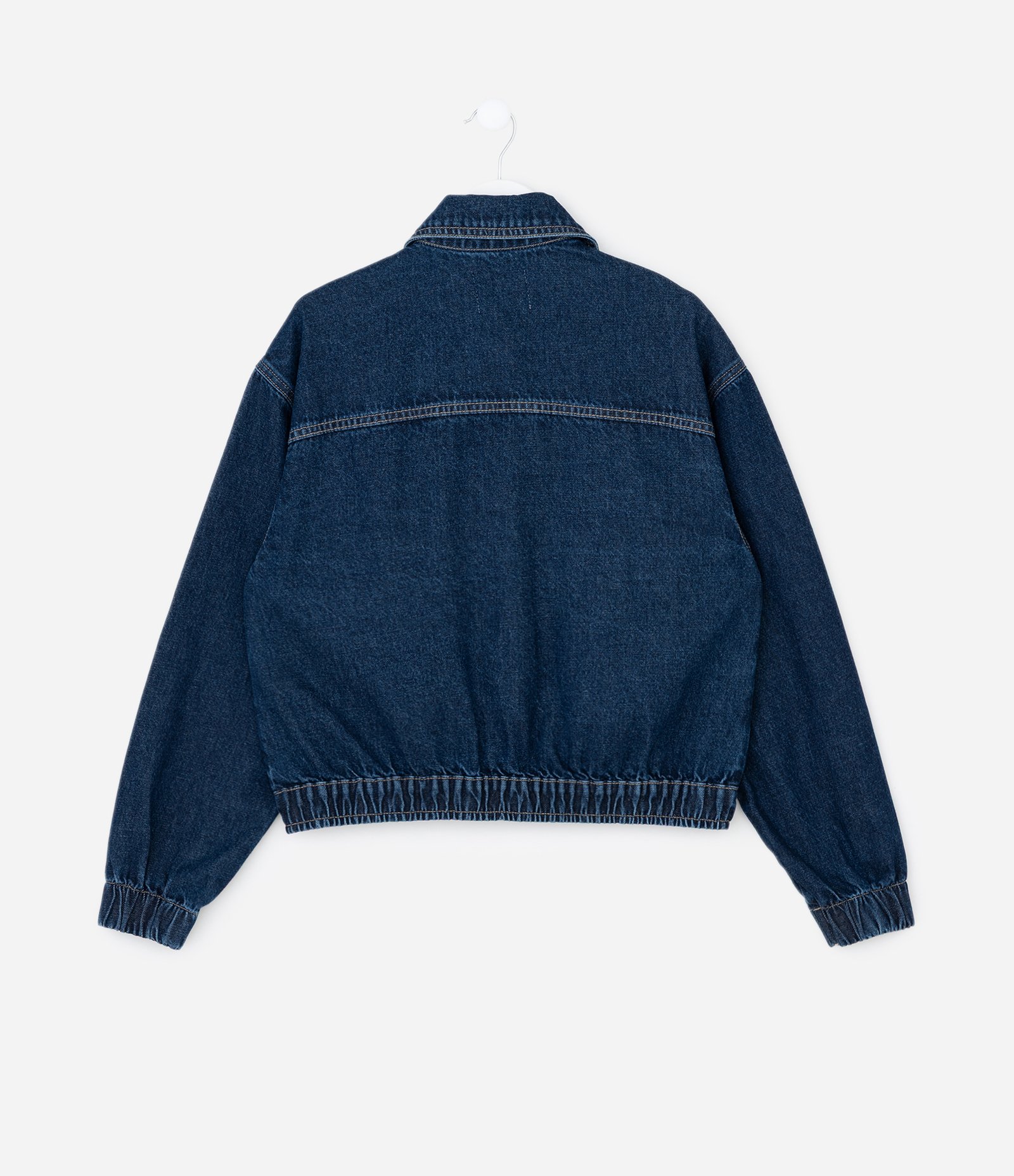 Jaqueta Infantil Bomber em Jeans com Bolsos Frontais – Tam 5 a 14 Anos Azul Marinho 3