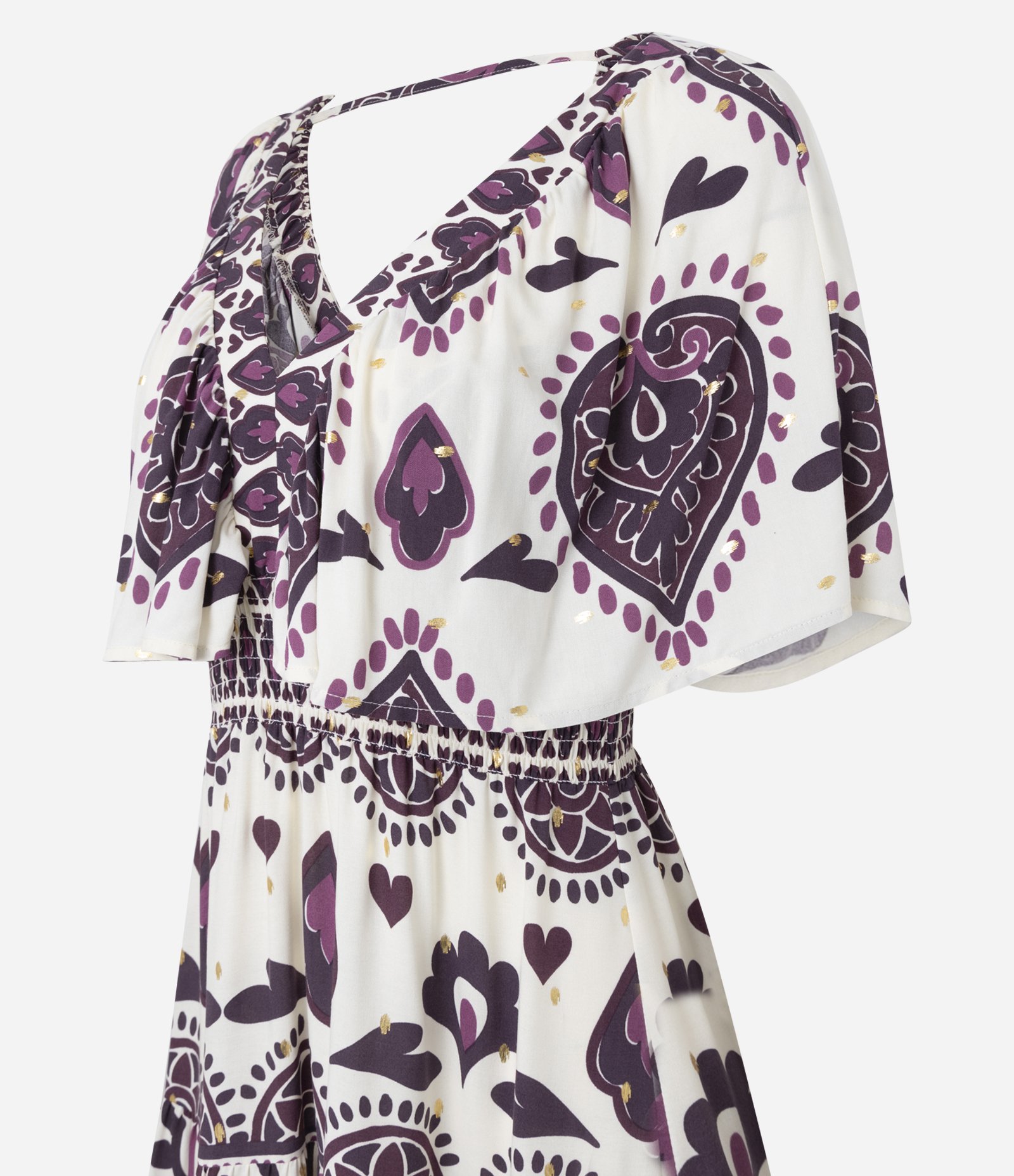 Vestido Midi em Viscose com Estampa Abstrata e Manga Ampla Off White 2
