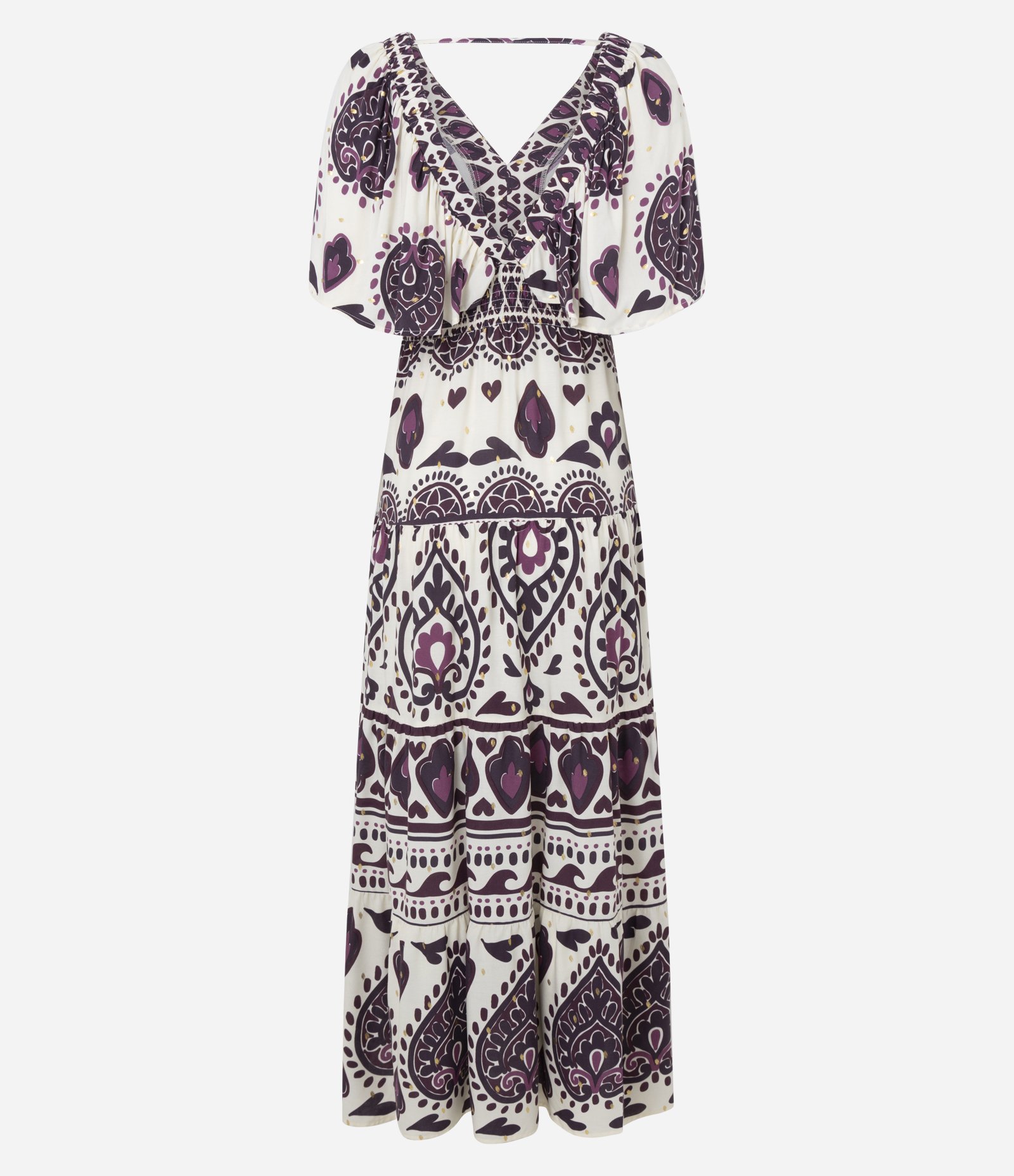 Vestido Midi em Viscose com Estampa Abstrata e Manga Ampla Off White 3
