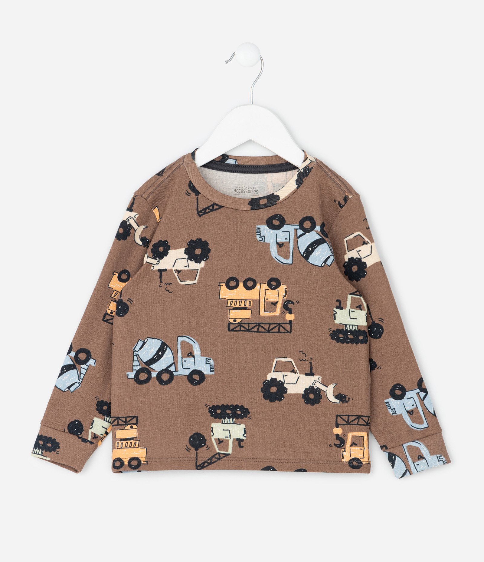 Pijama Infantil com Estampa de Tratores – Tam 1 a 6 Anos Marrom 2