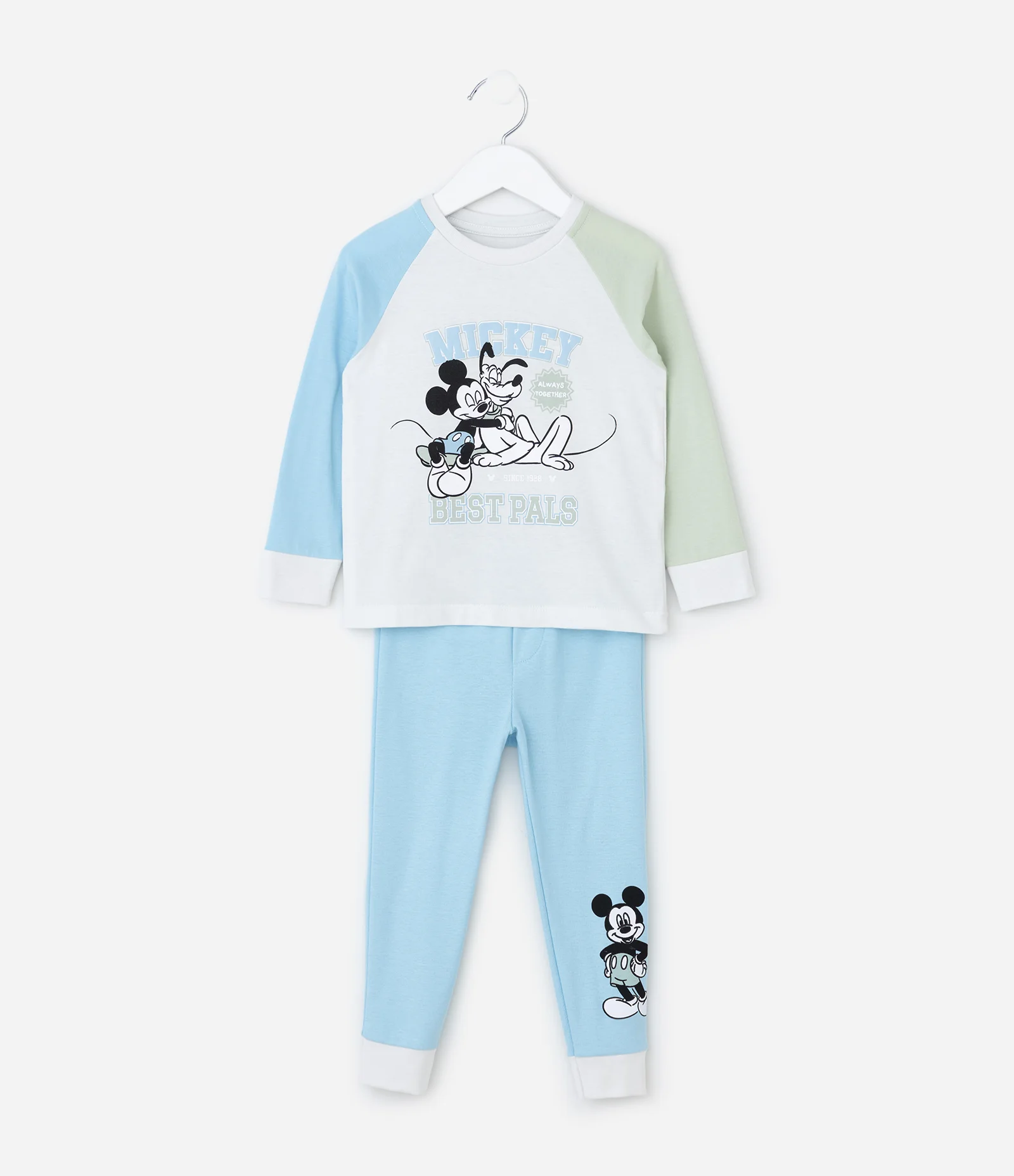 Pijama Infantil com Estampa Mickey e Pluto – Tam 1 a 4 Anos Azul Claro 2