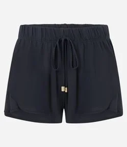 Saída de Praia Short Básico em Crepe com Cós Elástico
