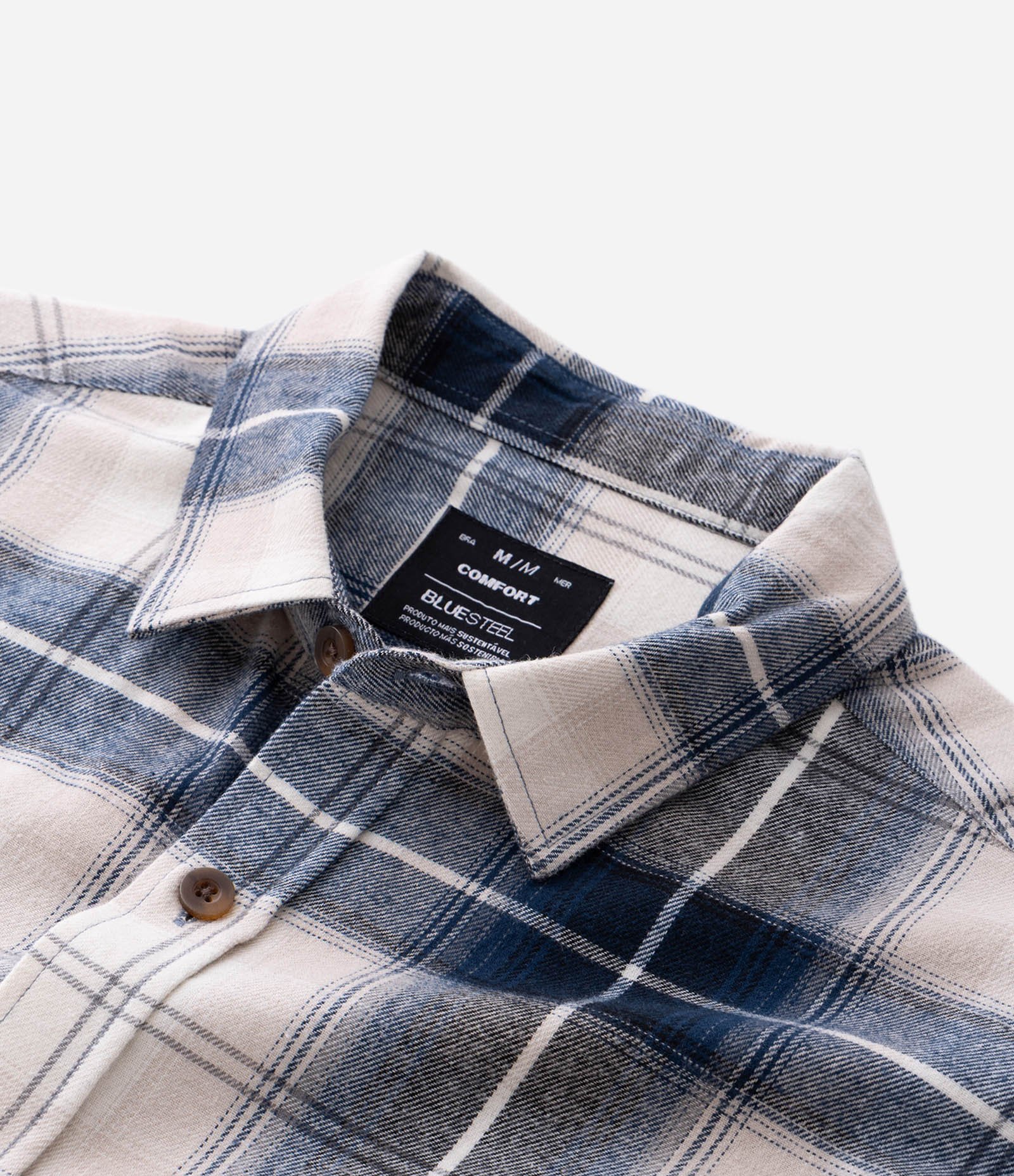 Camisa Comfort em Flanela e Estampa Xadrez Azul 5