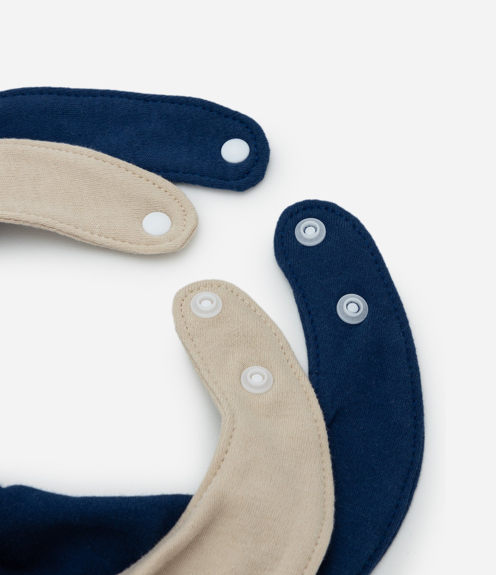 Kit 02 Babadores Infantis em Algodão com Ursinho 3D – Tam U Bege/Azul 3