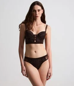 Calcinha Biquíni Fio em Renda Floral
