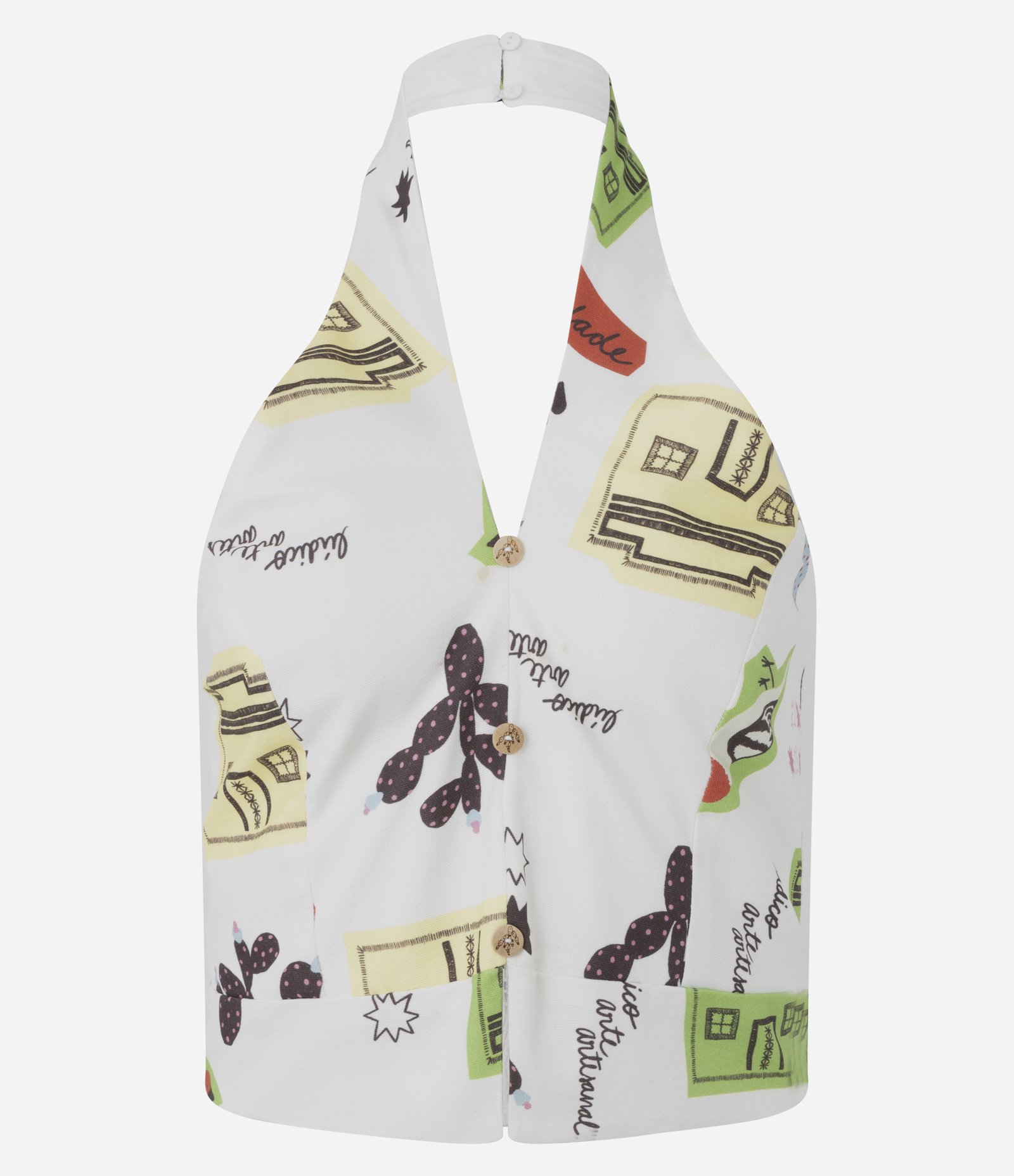 Blusa Cropped Frente Única em Viscolinho com Estampa de Ícones Off White 4