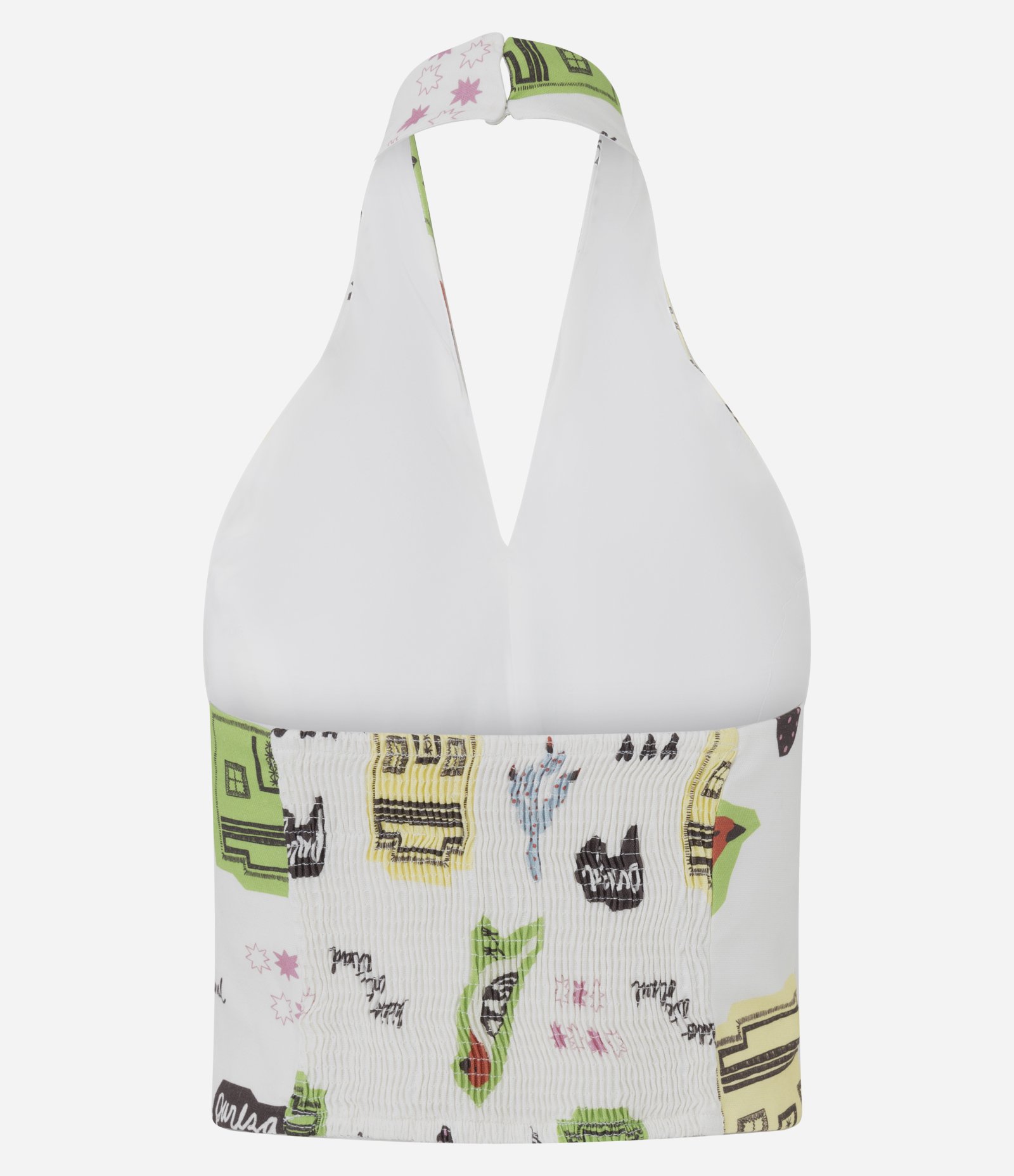 Blusa Cropped Frente Única em Viscolinho com Estampa de Ícones Off White 5