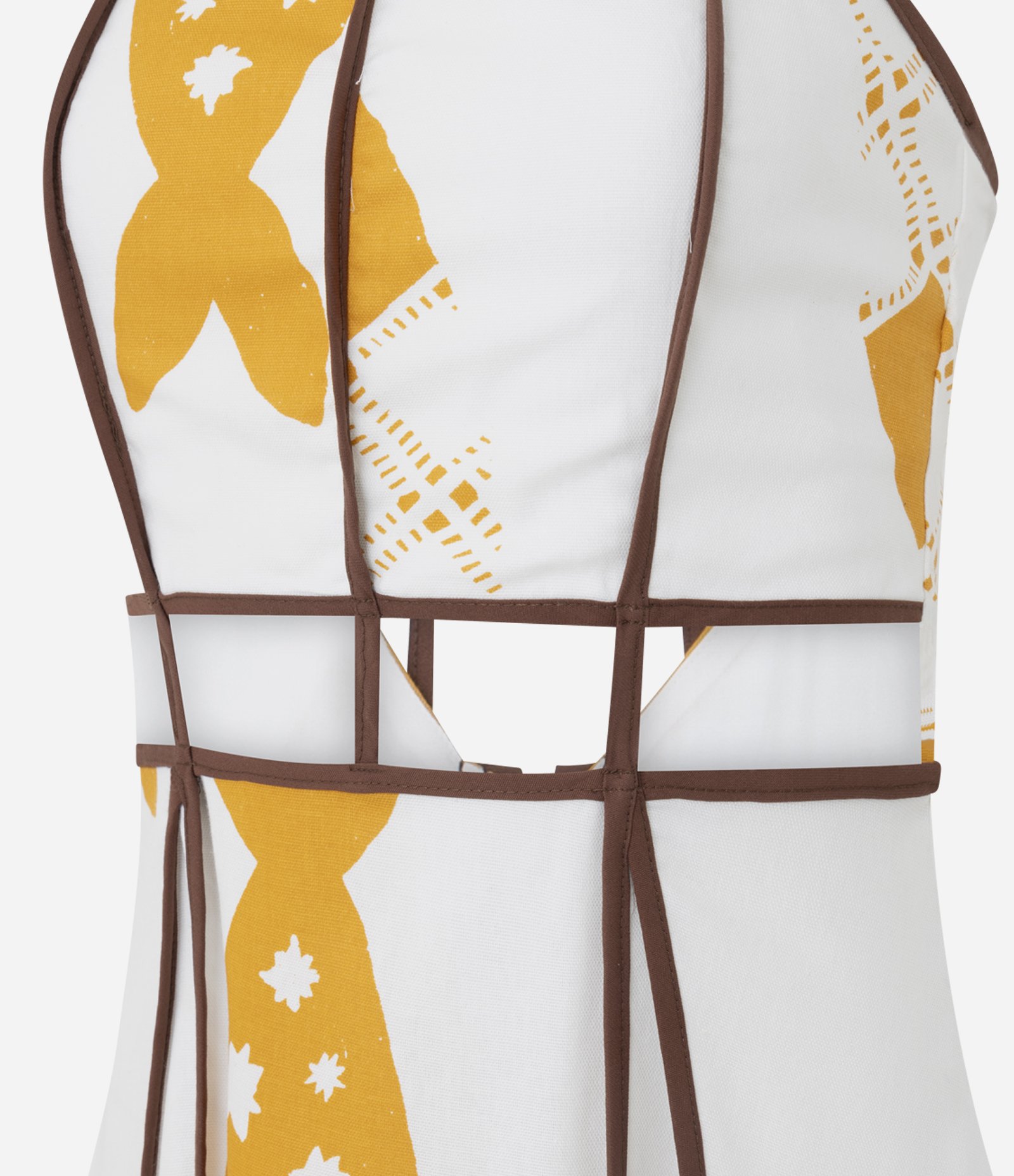 Vestido Evasê em Viscolinho com Vazados e Estampa de Peixe Off White 6