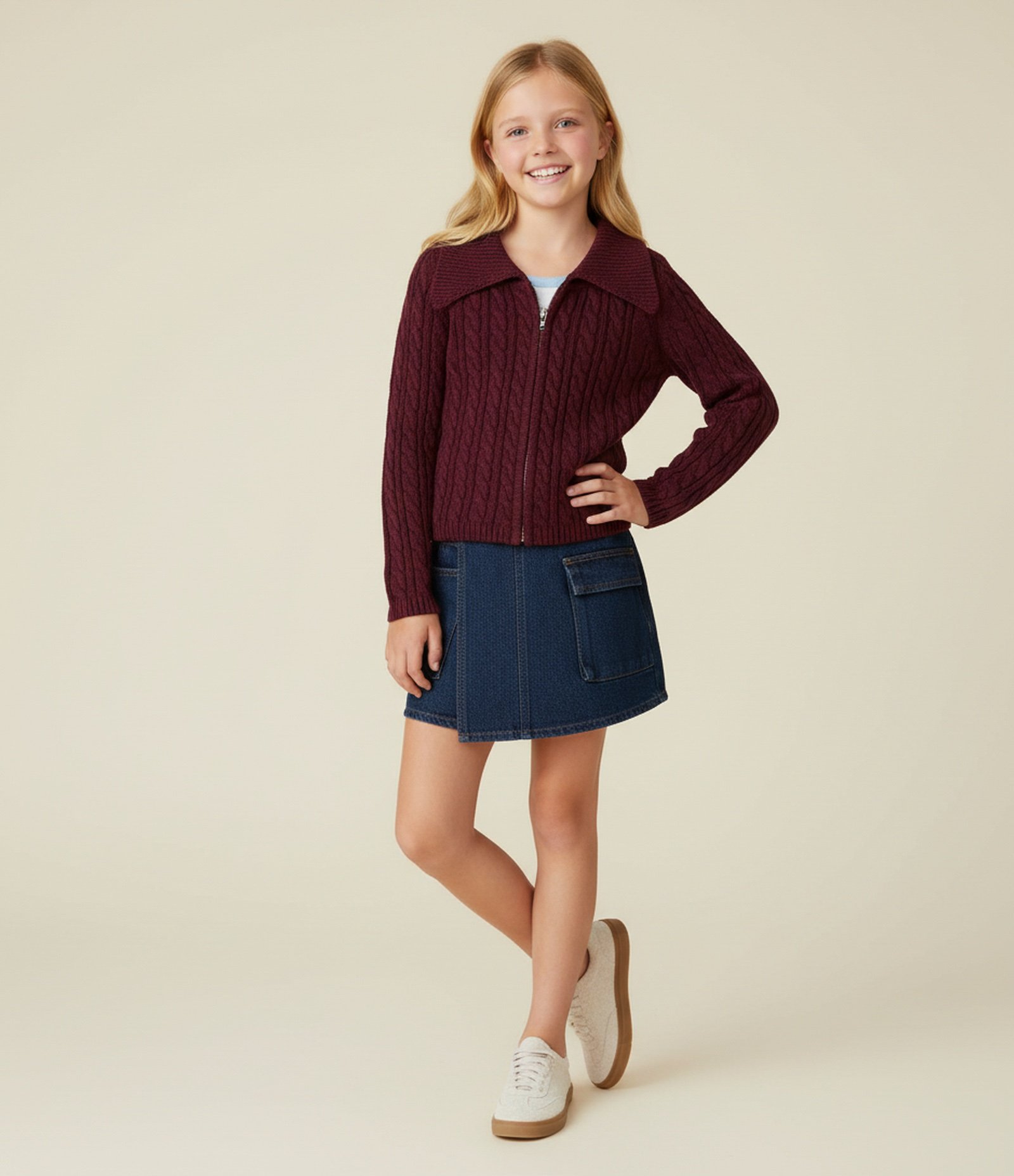 Short Saia Envelope Infantil em Jeans - Tam 5 a 14 anos Azul 1