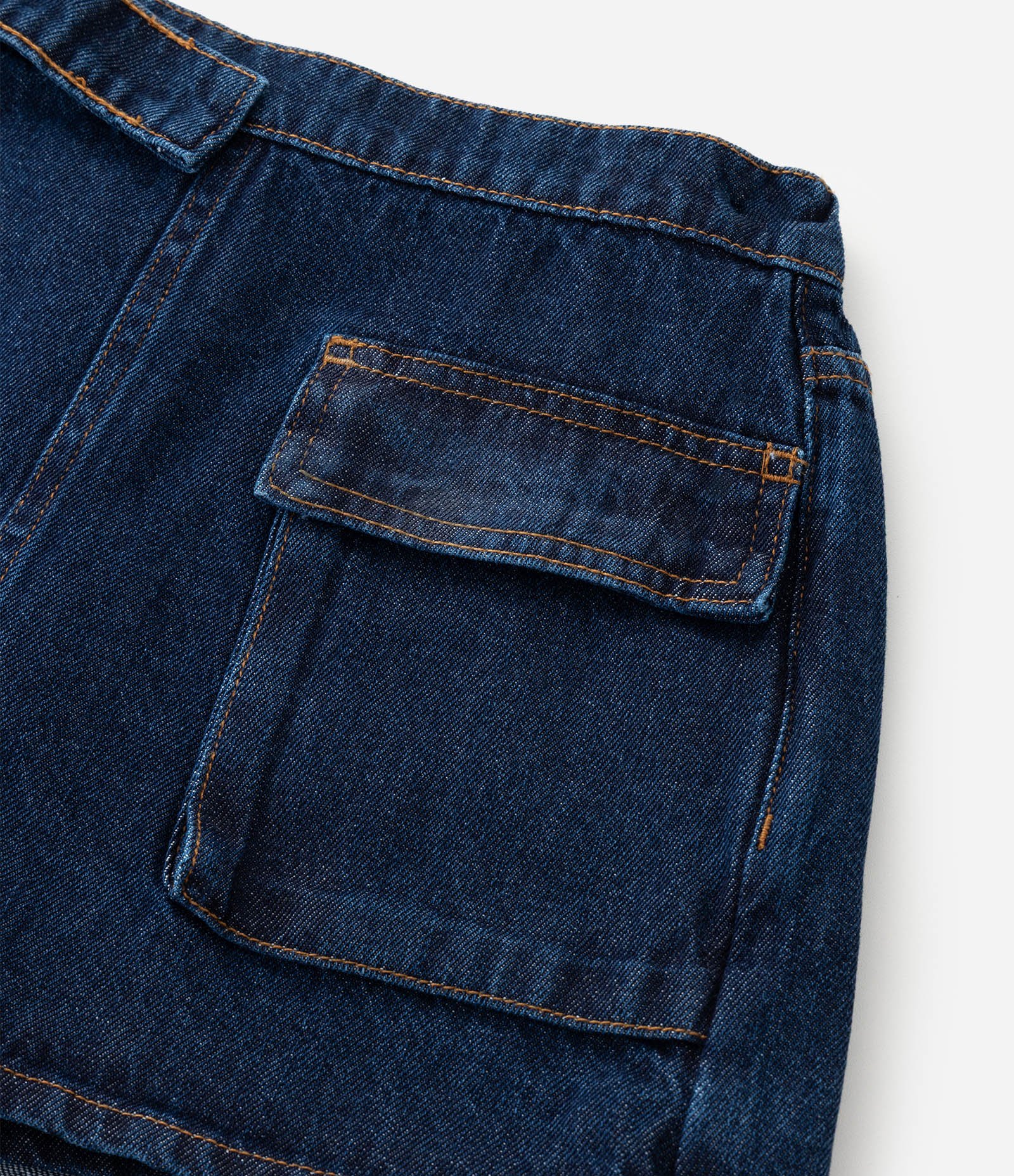 Short Saia Envelope Infantil em Jeans - Tam 5 a 14 anos Azul 4