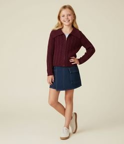 Short Saia Envelope Infantil em Jeans - Tam 5 a 14 anos