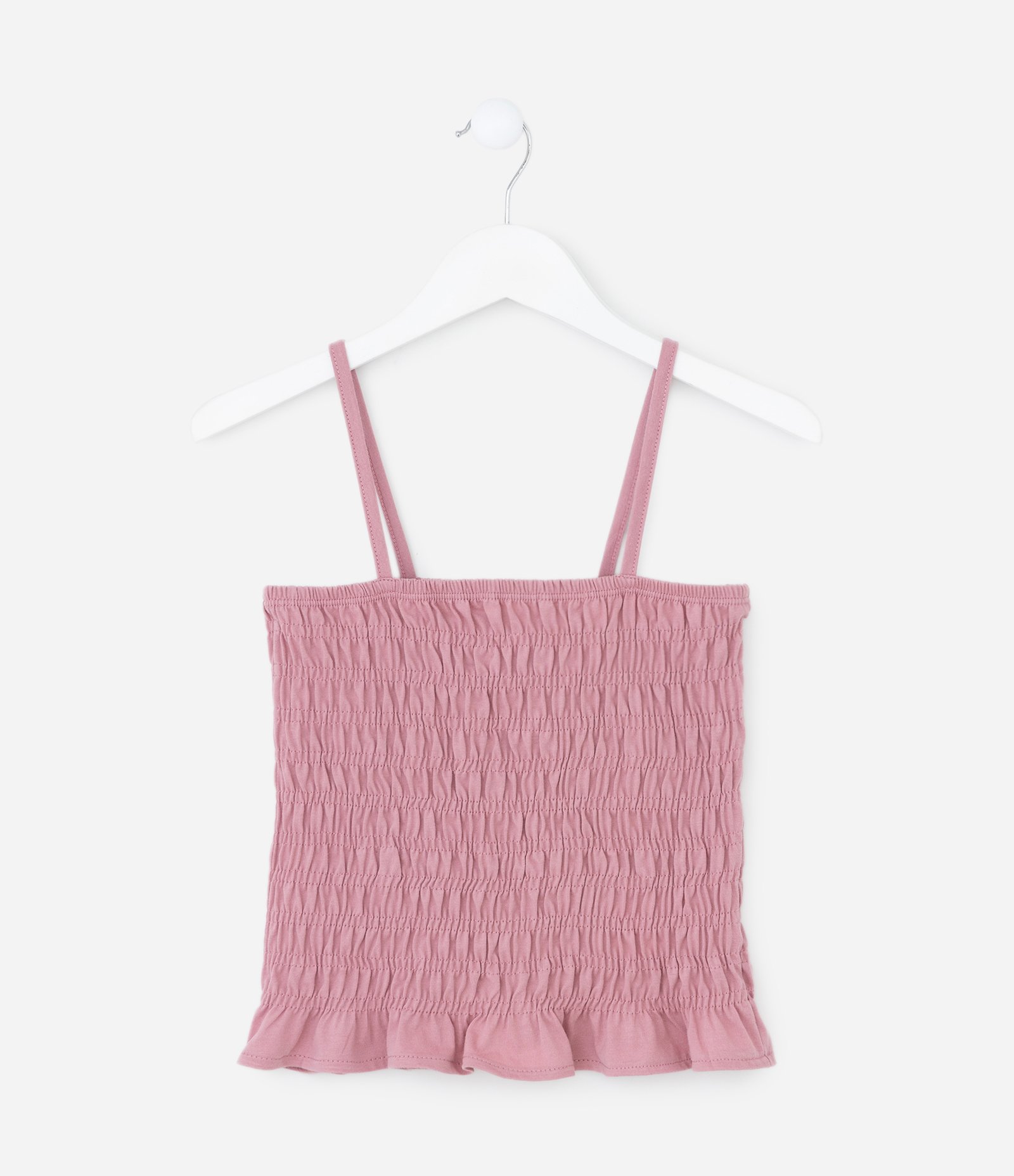 Blusa Infantil com Alças e Detalhe de Lástex – Tam 7 a 16 Anos Rosa Claro 1