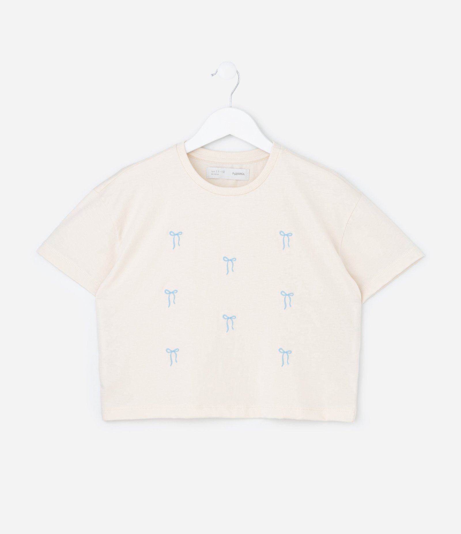 Camiseta Infantil com Bordado de Laços – Tam 5 a 14 Anos Off White 2
