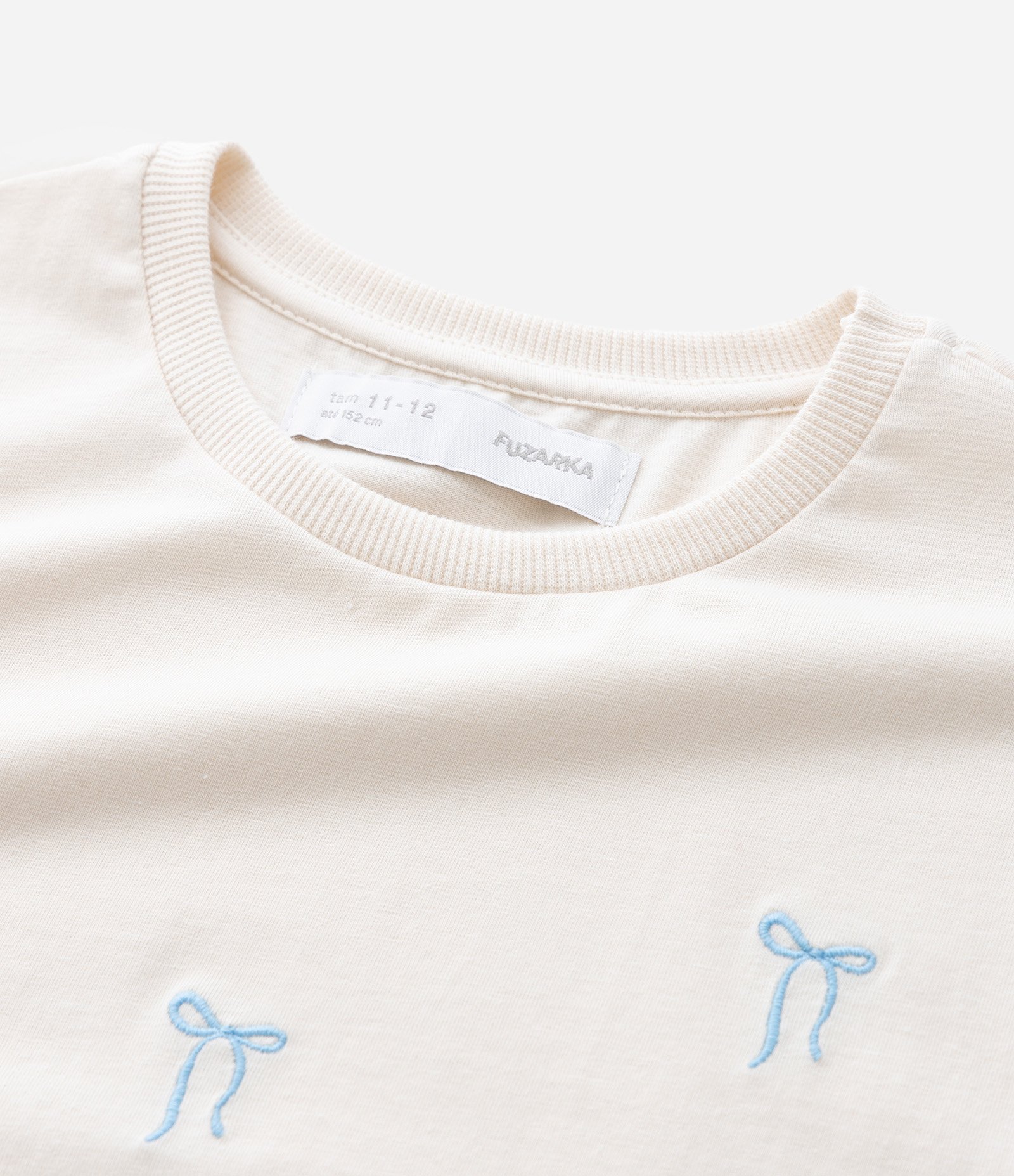Camiseta Infantil com Bordado de Laços – Tam 5 a 14 Anos Off White 5