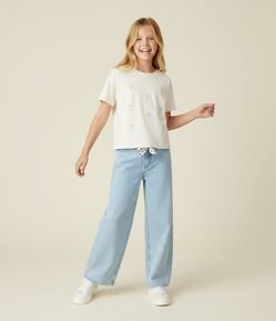 Camiseta Infantil com Bordado de Laços – Tam 5 a 14 Anos