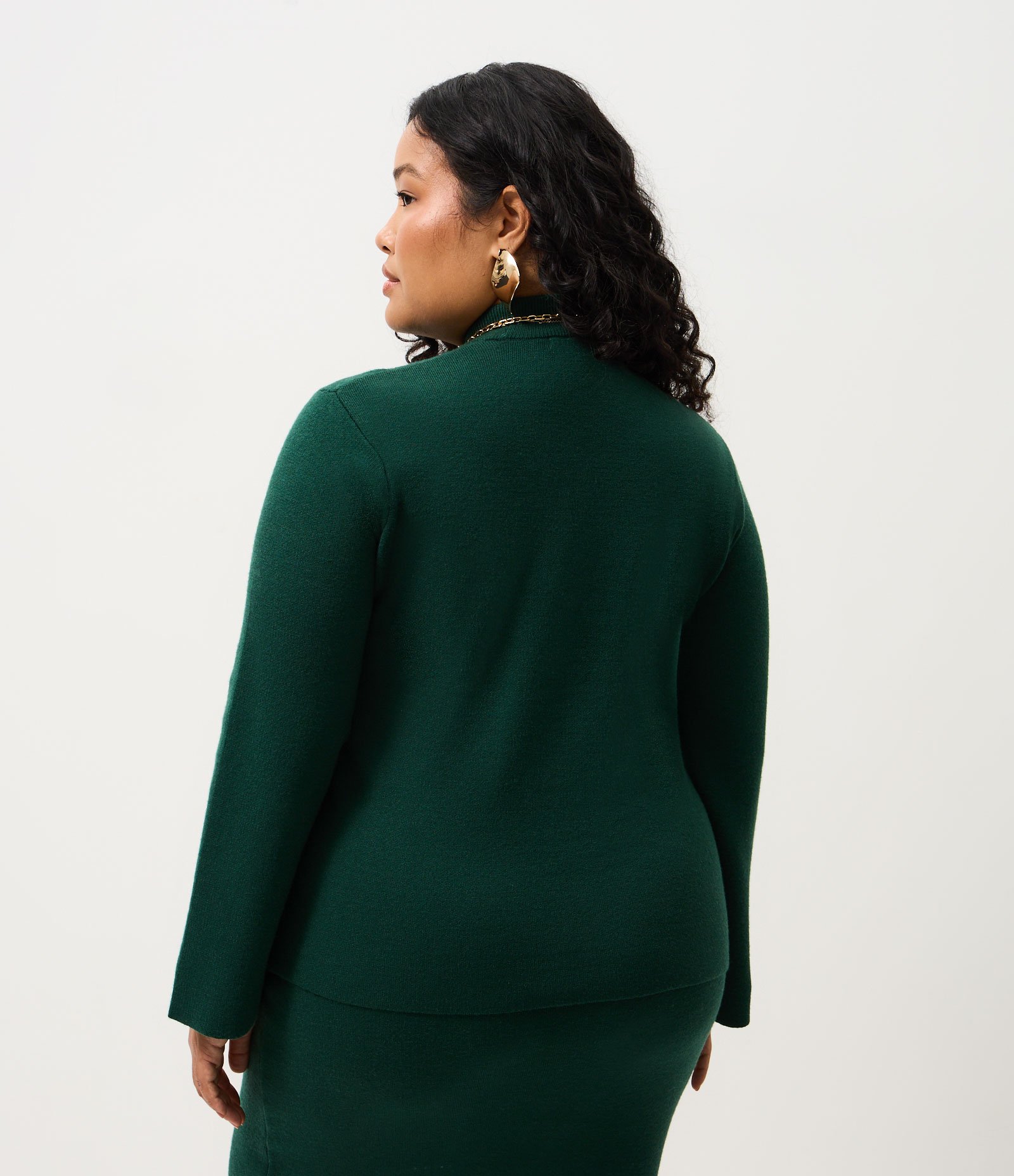 Suéter em Tricô Fino com Manga Flare Curve & Plus Size Verde 4