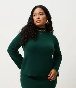 Casaco em Tricô Fino com Manga Flare Curve & Plus Size