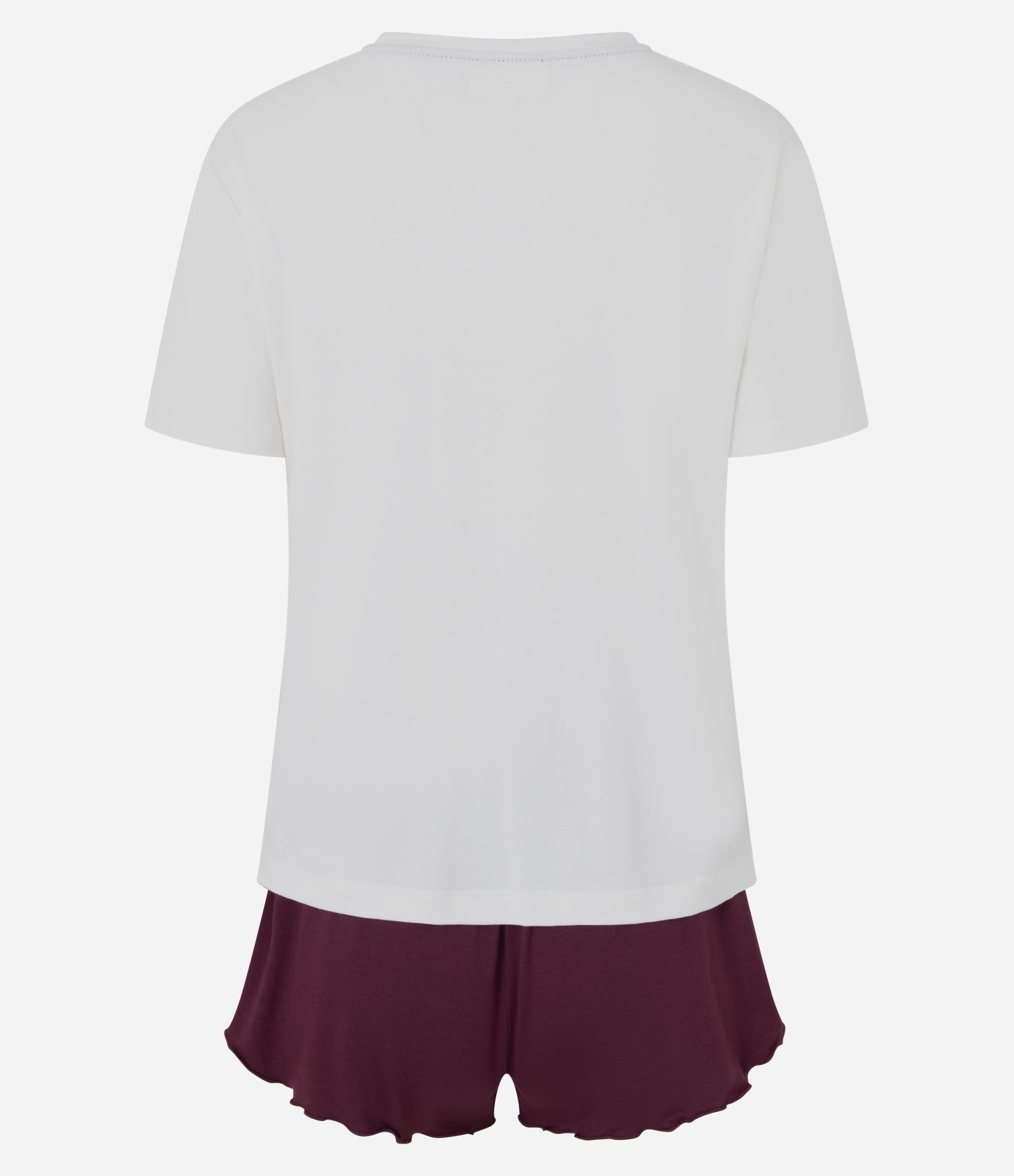 Pijama Curto em Viscolycra com Estampa de Cereja Branco/Vinho 6