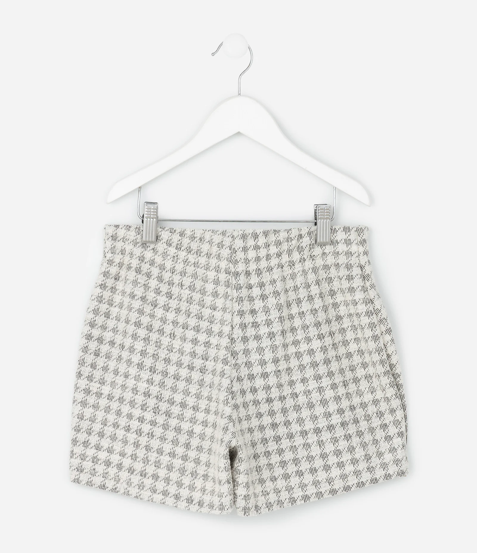 Short Saia Infantil em Tweed com Fivela Lateral – Tam 5 a 14 Anos Off White/Preto 2