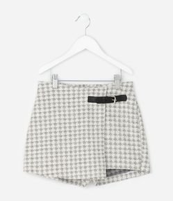 Short Saia Infantil em Tweed com Fivela Lateral – Tam 5 a 14 Anos